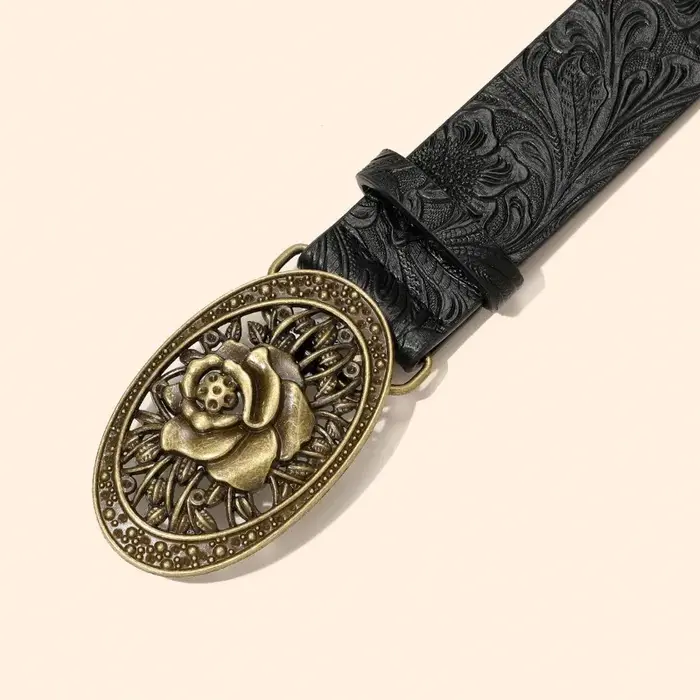 Ceinture en cuir ovale pour femme