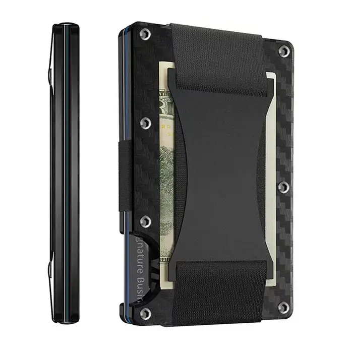 Mini étui portefeuille mince en Fiber de carbone forgé pour hommes