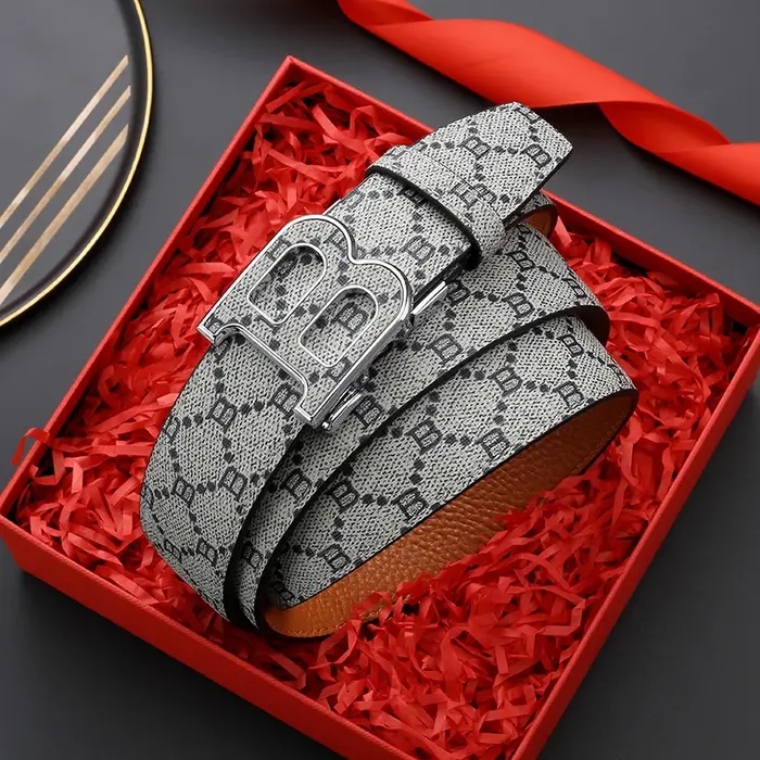 Ceinture en cuir classique à imprimé B pour homme