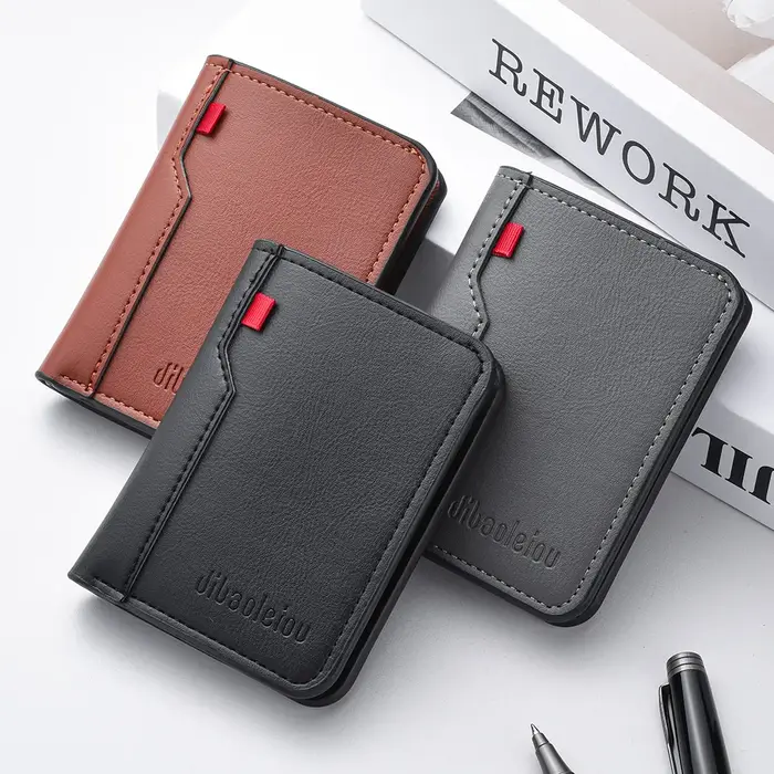 Mini portefeuille Ultra-fin en cuir PU souple pour hommes