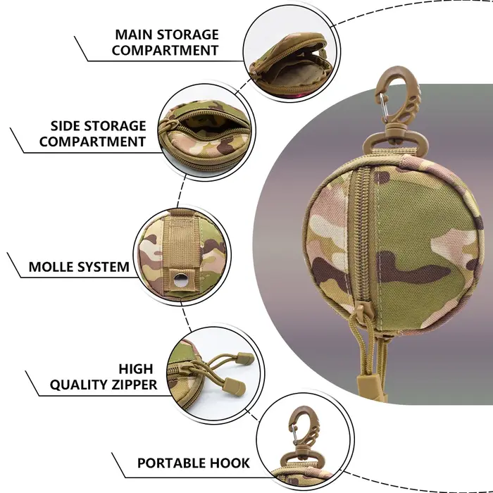 Nouveau extérieur décontracté hommes porte-monnaie Portable Mini argent monnaie pochette porte-clés taille sac rond petit étui portefeuille à fermeture éclair