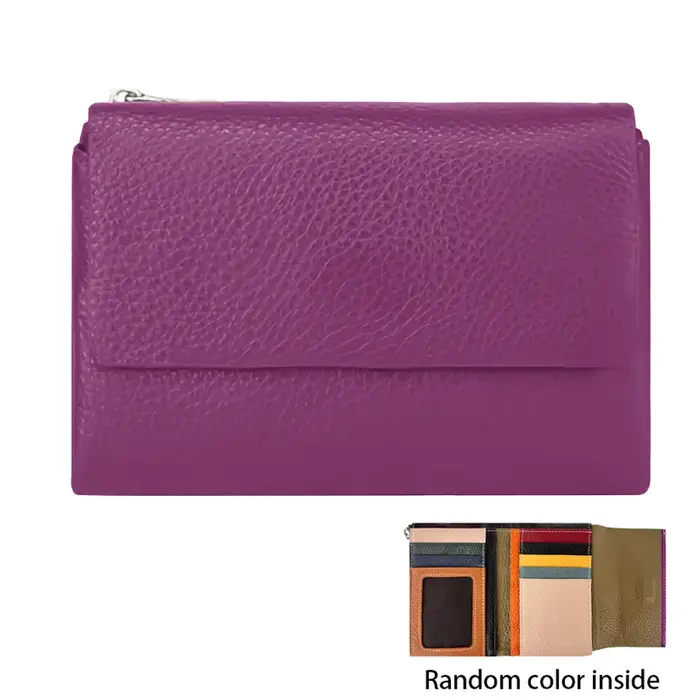 Portefeuille en cuir de vache pour femmes avec fermeture éclair, porte-monnaie Design enveloppe, por