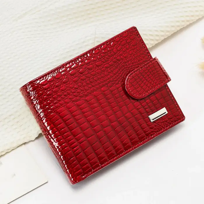 Portefeuille en cuir véritable, style court, tendance, grande capacité, portefeuille en cuir verni haut de gamme, multifonctionnel, 80% de réduction