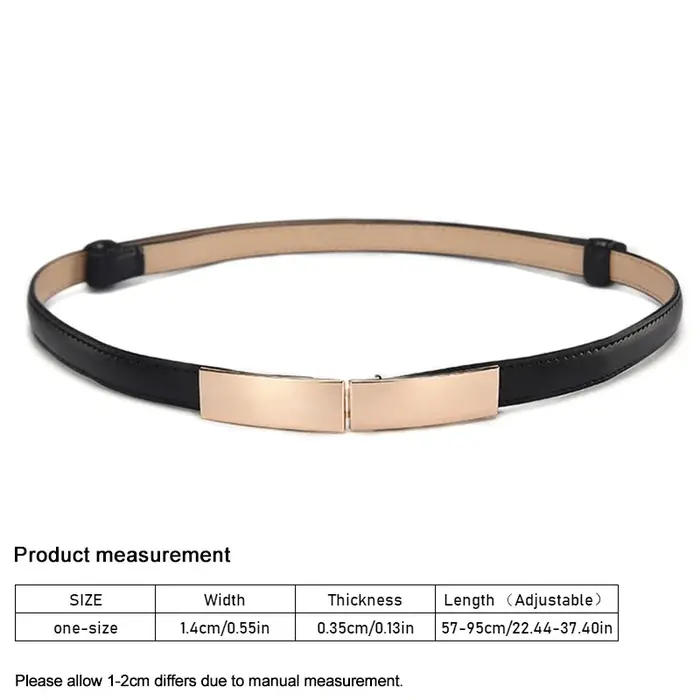 Ceinture robe Simple polyvalente mode femmes en cuir mince maigre métal or élastique boucle