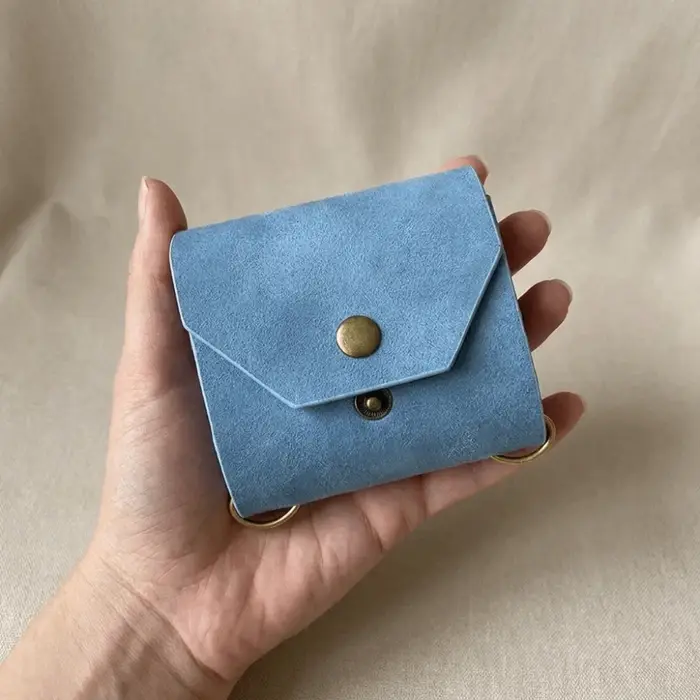 Petit portefeuille en cuir uni multifonction avec fermoir, porte-monnaie léger, portefeuille de poche, cadeau