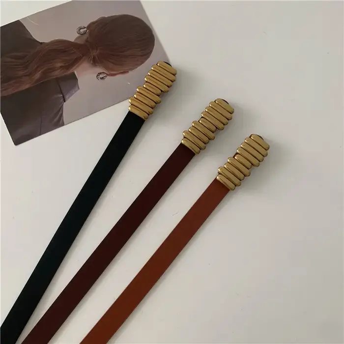 Ceinture élastique fine en cuir pour femmes