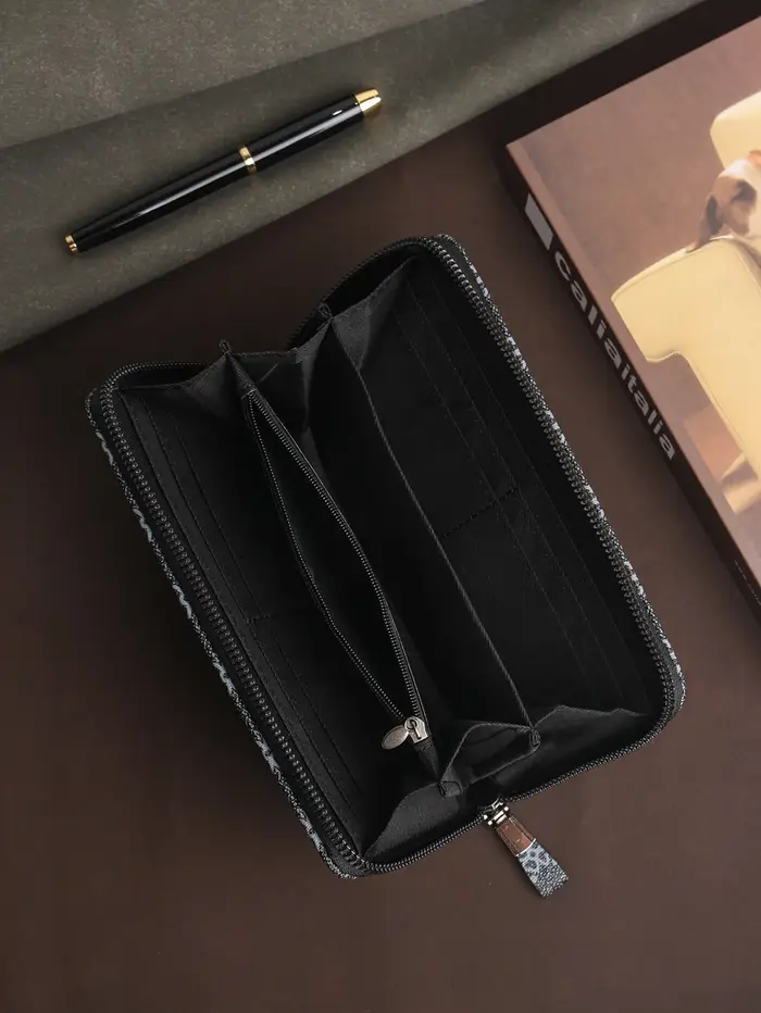 Portefeuille long pour homme - Cuir PU de qualité supérieure avec dragonne amovible