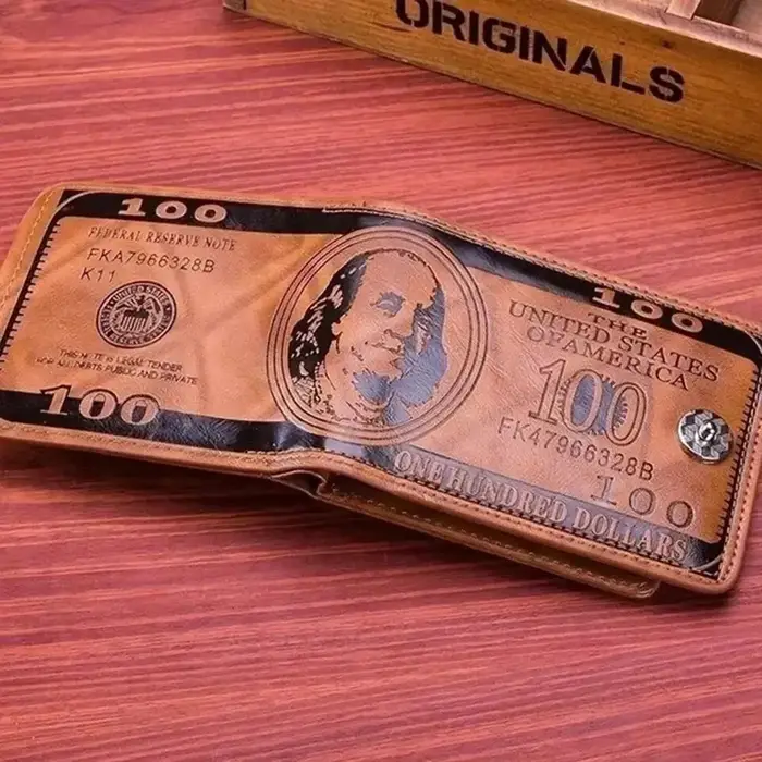 Portefeuille en cuir pour hommes, porte-carte Photo, portefeuille de grande capacité, sac à main, portefeuilles pour hommes avec motif de 100 dollars américains