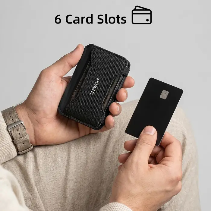 Porte-cartes fin en cuir, petit portefeuille de poche avant avec fermeture magnétique, blocage RFID, étui à cartes minimaliste
