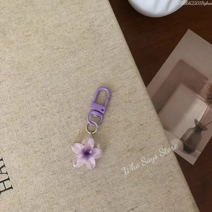 Porte-clés fleur transparente colorée, pendentif pour femmes et filles, mode exquise, accessoires de