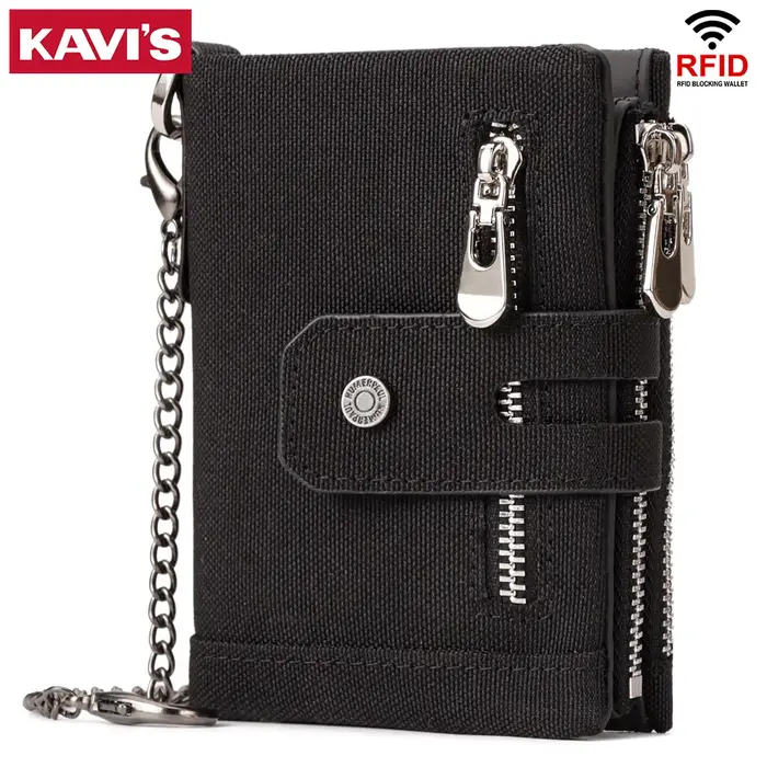 KAVIS portefeuille en cuir de vachette véritable avec poche pour pièces de monnaie pour hommes porte