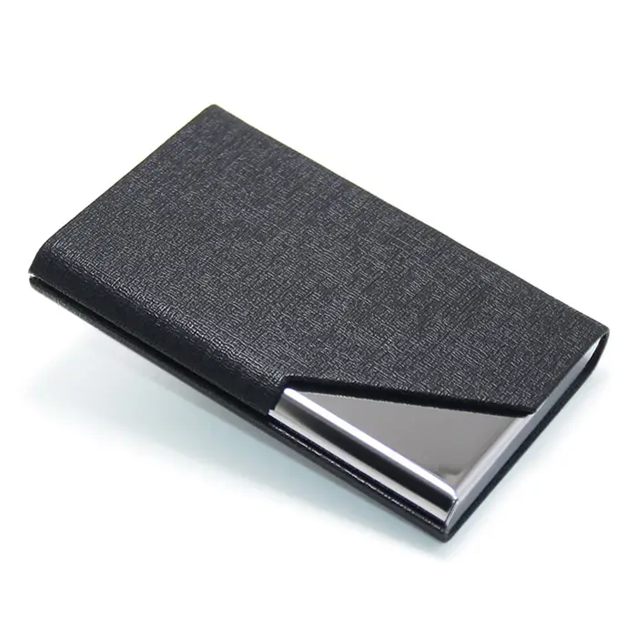 Porte-cartes de visite en métal – Étui à cartes en acier inoxydable en cuir PU imperméable pour hommes et femmes