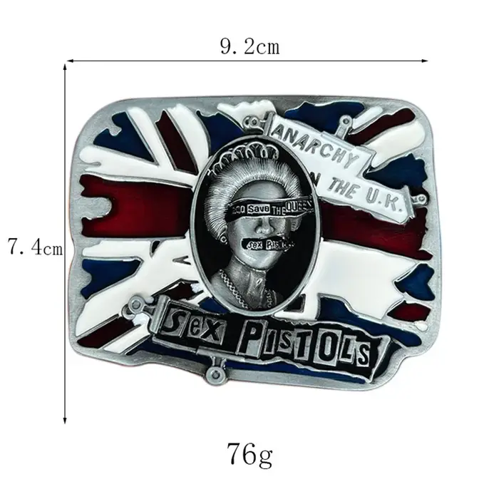 Boucle de ceinture musicale anarchiste britannique, style occidental euro-américain