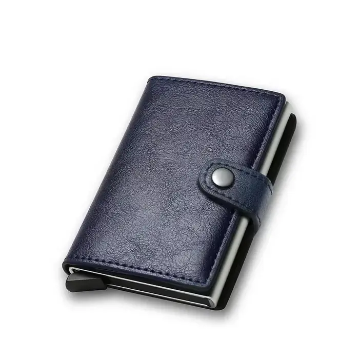Rfid porte-carte de crédit hommes portefeuilles de luxe petit portefeuille intelligent en métal affa