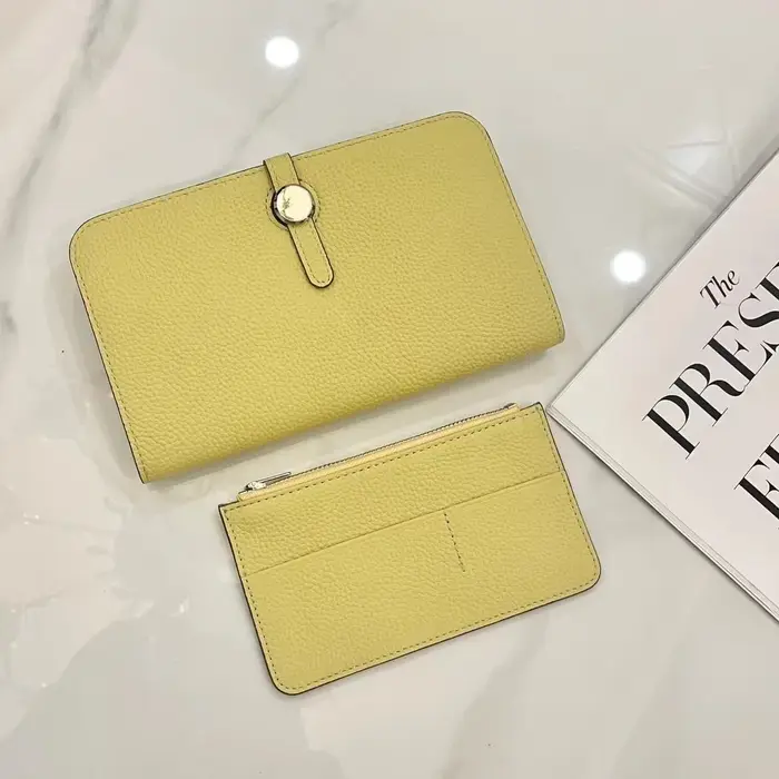Portefeuille long en cuir véritable pour femmes