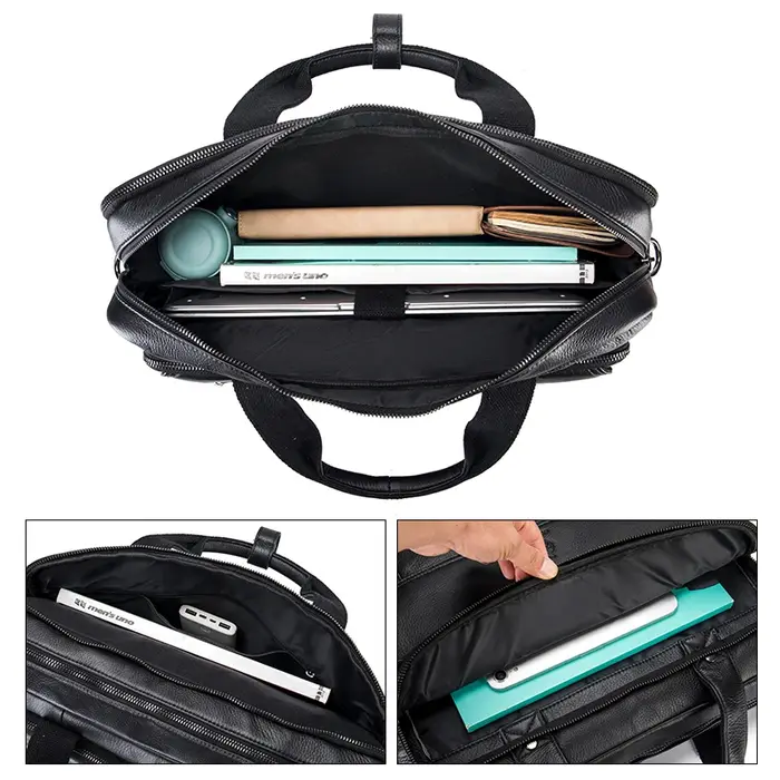 SCHLATUM porte-documents en cuir véritable dur pour hommes 16 pouces bureau affaires ordinateur sac