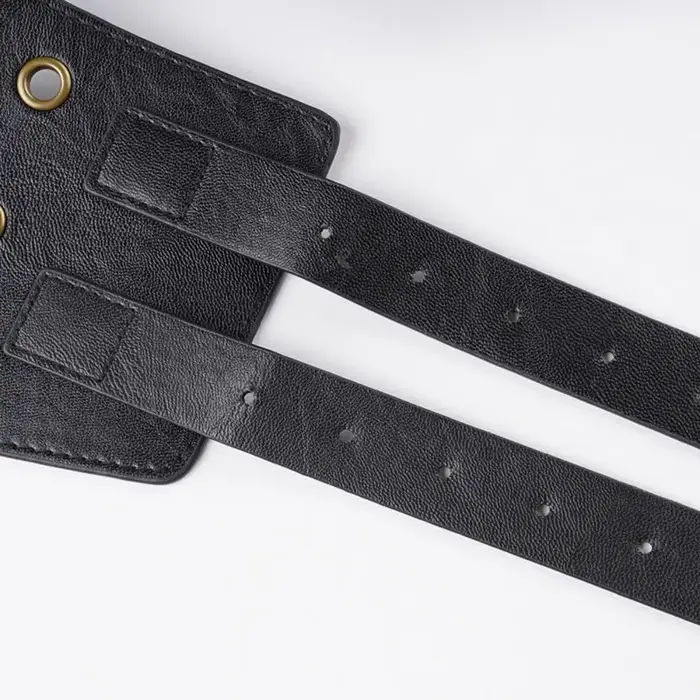 Ceinture large Y2K en cuir PU pour femme, style western chic avec œillets et poches