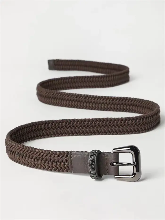 Ceinture tissée perlée pour femme, élégante et polyvalente