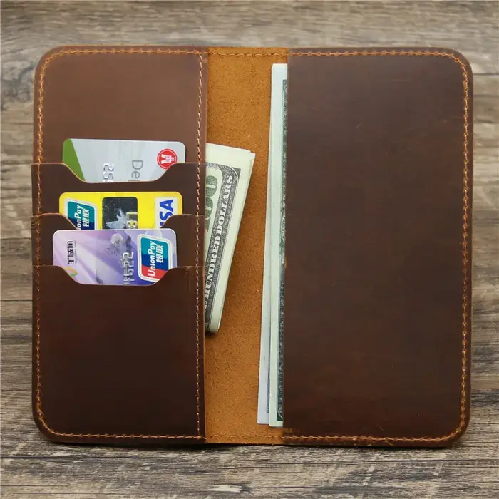 Meilleur portefeuille personnalisé en cuir véritable pour hommes avec porte- chéquier Long