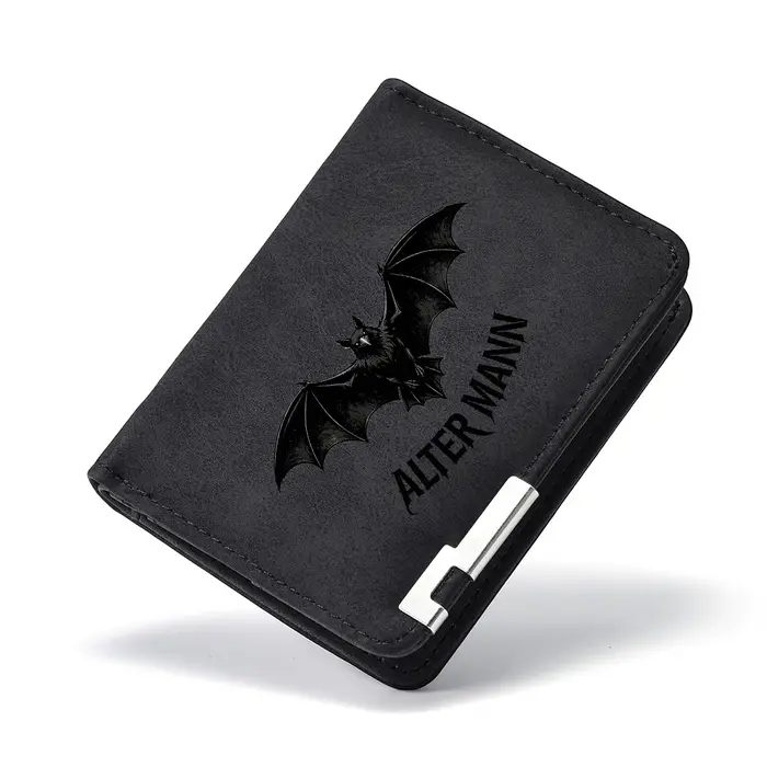 Portefeuille pour homme de haute qualité, à la mode, avec motif de chauve-souris noire, design simpl