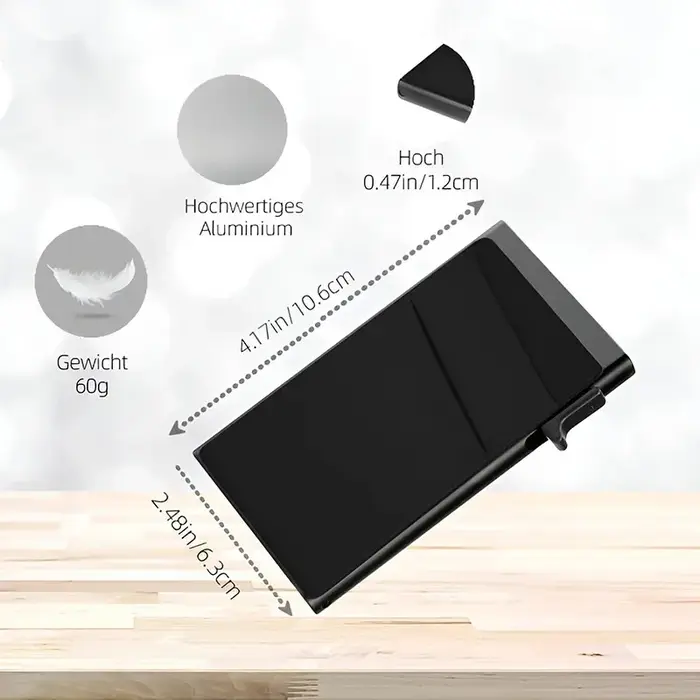 Porte-cartes pour hommes Portefeuille en aluminium ultra-fin avec protection RFID et compartiment pour pièces de monnaie