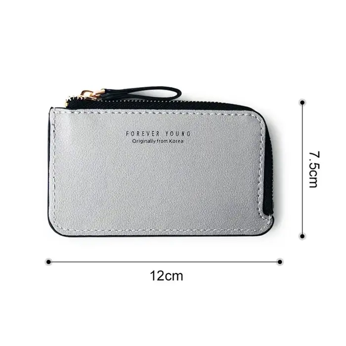 Portefeuille en cuir mince pour hommes – Petit porte-carte de crédit avec porte-monnaie à fermeture éclair