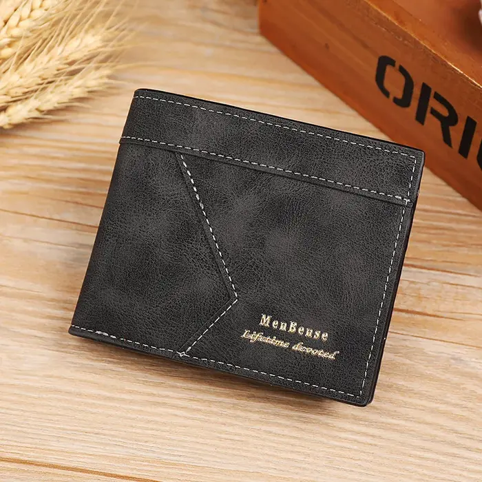 Portefeuille en cuir pour hommes, marque courte de luxe, carte de crédit, petit portefeuille Vintage