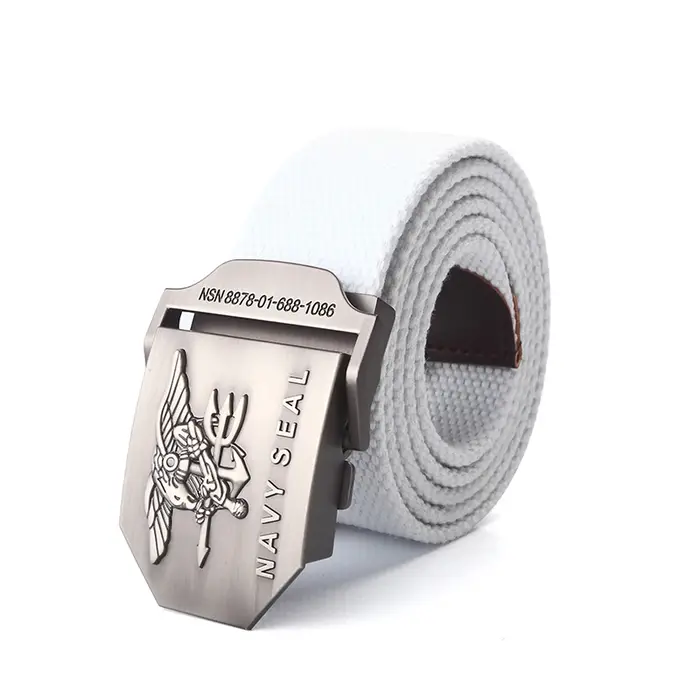 BOKADIAO Hommes et femmes Toile militaire ceinture vintage navy sceau métal boucle de luxe jeans ceinture armée ceintures tactiques pour hommes sangle mâle