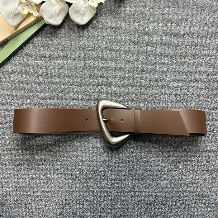Ceinture large rétro en cuir de vache, ceinture en cuir véritable pour femmes, en vieille boucle argentée, décoration en métal, ceinture pour pantalons décontractés