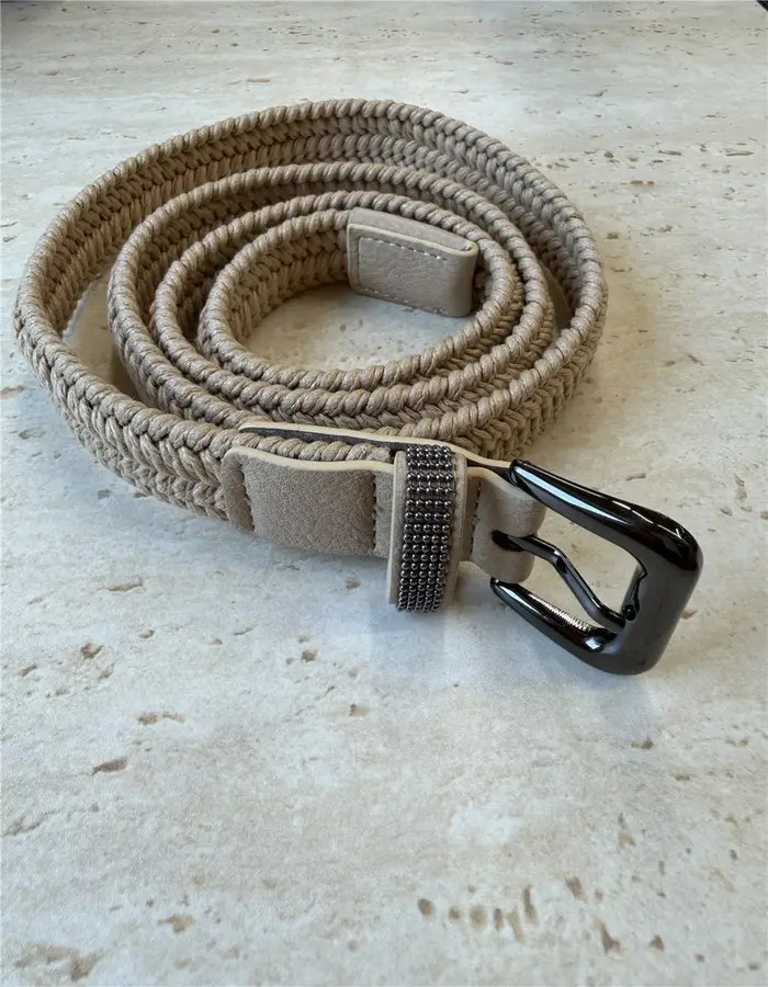 Ceinture tissée perlée pour femme, élégante et polyvalente