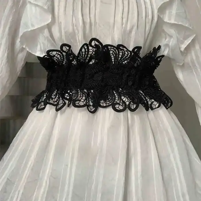 Ceinture de taille en dentelle rétro pour femmes, mode d'été, robe décorative polyvalente, haut de g