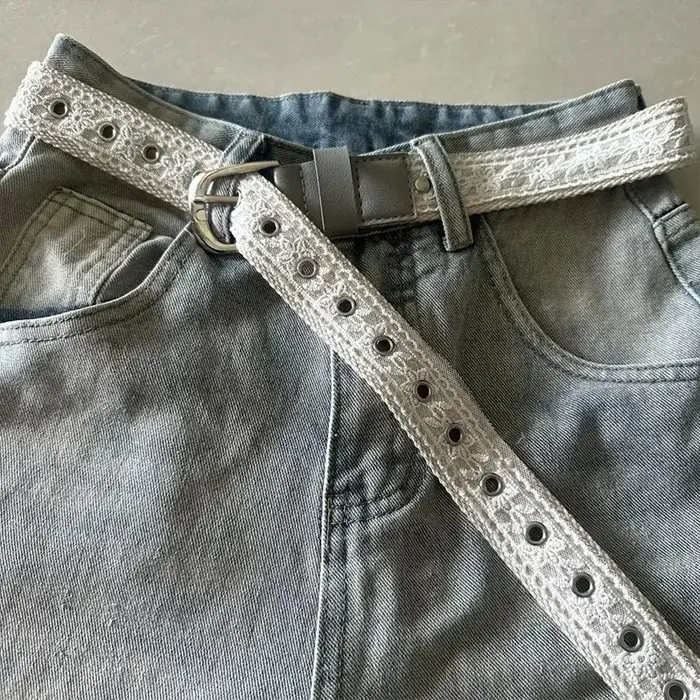 Ceinture en toile vintage avec dentelle pour femme