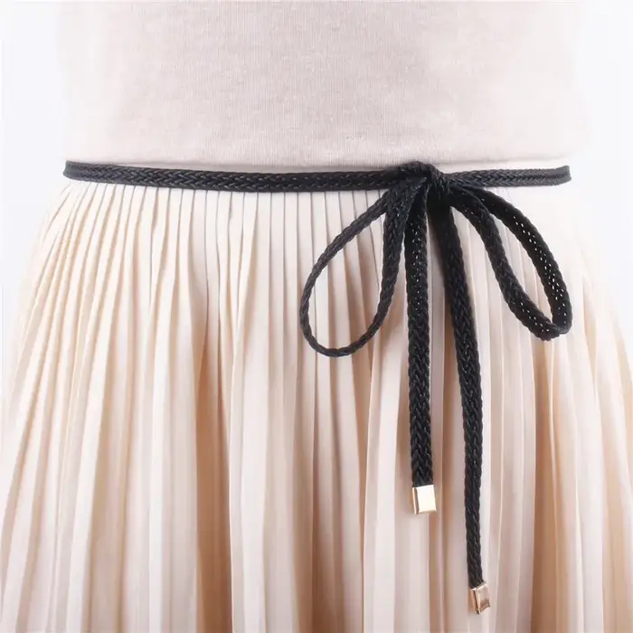 Ceinture à sangle tressée tissée avec ULnouée à la taille pour femme