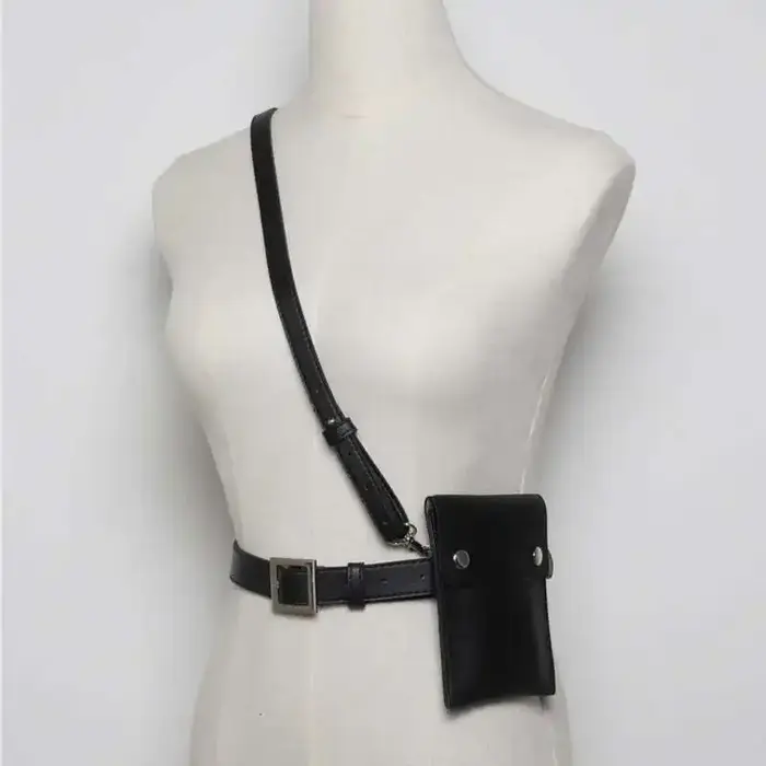 IEFB sangles toutes les mathématiques hommes femmes ceinture Mini-paquet nouvelle mode noir PU cuir 