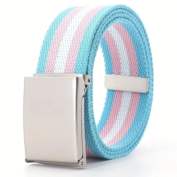 Ceinture en toile Rainbow Pride avec boucle carrée – Polyvalente et élégante pour les jeans