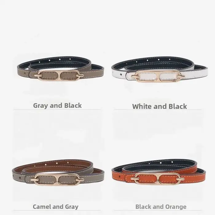 Ceinture fine en cuir véritable pour femme