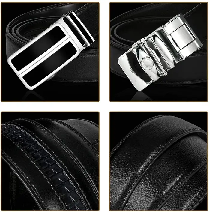 Plyesxale-Ceinture habillée en cuir véritable pour homme