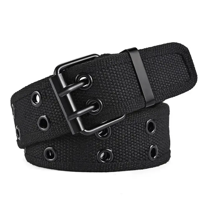 Ceinture pour hommes Double rangée boucle d'aiguille en métal ceinture tissée femmes loisirs Sport c