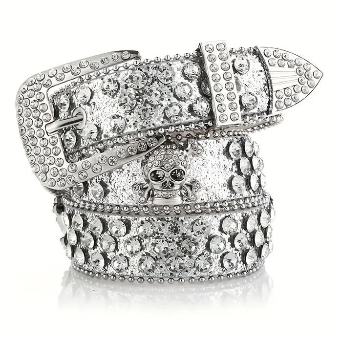 Glamour ceinture en PU rivetée en strass : l'accessoire parfait de style occidental pour les jeans Y2K!