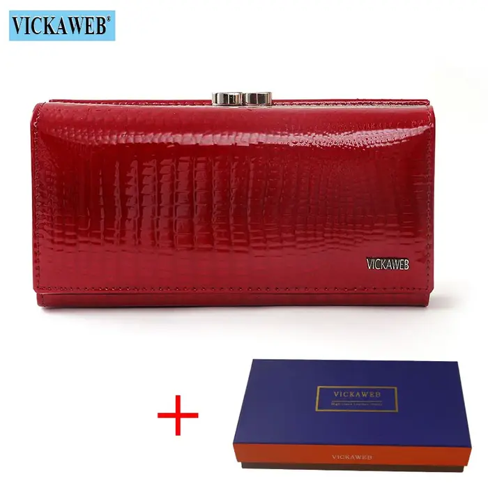 Portefeuille long en cuir véritable pour femme
