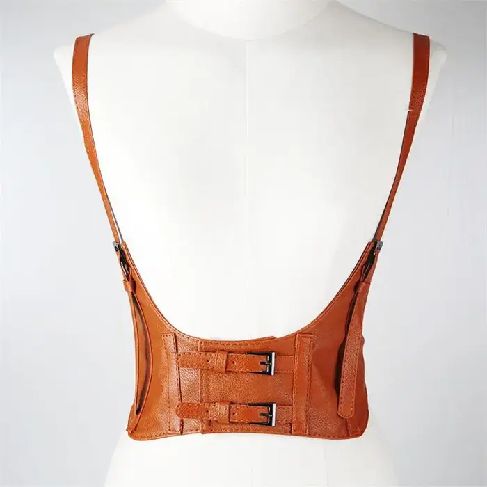 Ceinture large en cuir noir pour femmes
