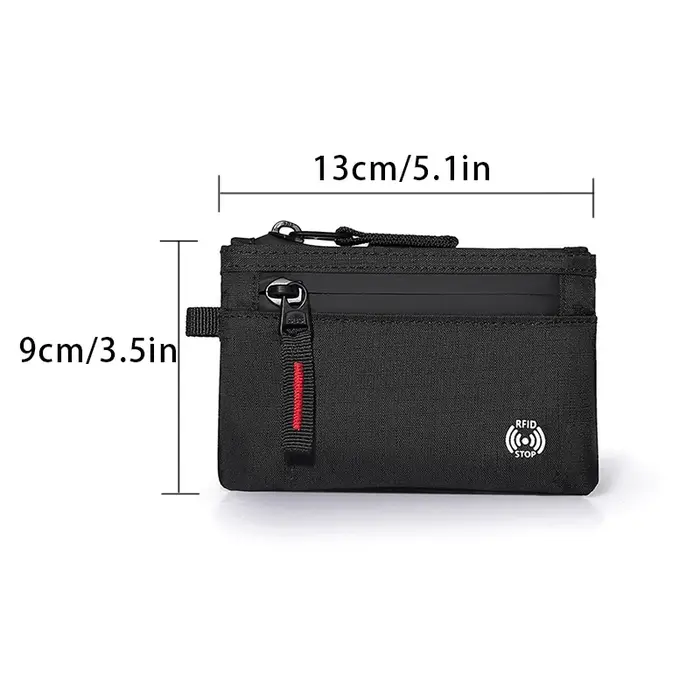 Portefeuille pour hommes Rfid porte-carte de crédit en Nylon mince sac à main fermeture éclair porte-cartes clé mâle