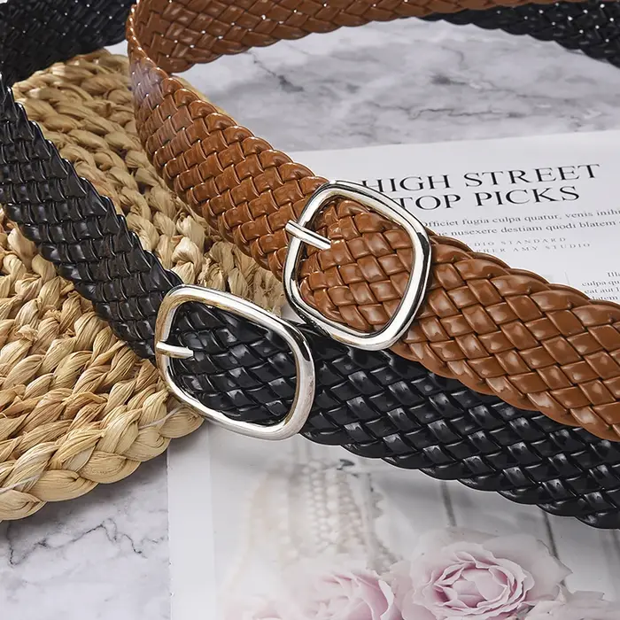 Ceintures tressées de couleurs vives pour femmes, ornement de taille pour dames, sans trous, assorties à tout