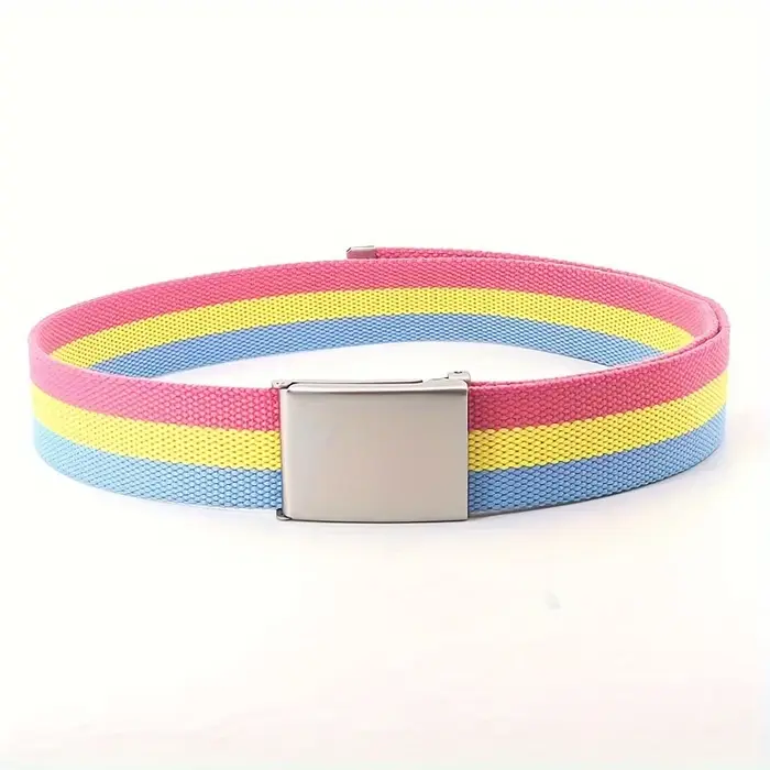 Ceinture en toile Rainbow Pride avec boucle carrée – Polyvalente et élégante pour les jeans