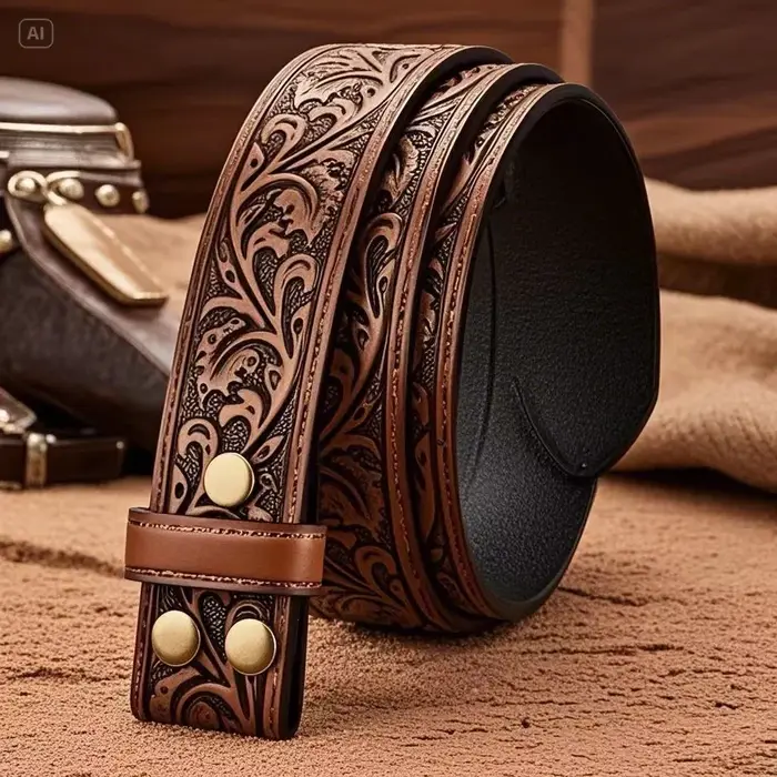 Ceinture en cuir véritable sans boucle