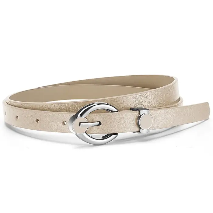 Ceinture pour femme tendance de style coréen avec boucle argentée – Ceinture minimaliste polyvalente