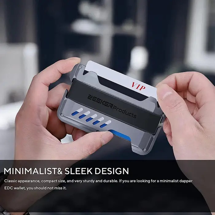 Zeeker portefeuille minimaliste pour hommes RFID blindé clip métallique ultra-mince
