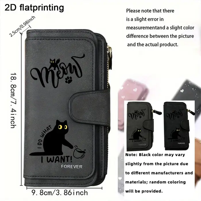 Portefeuille long pour femme Black Cat avec plusieurs emplacements pour cartes