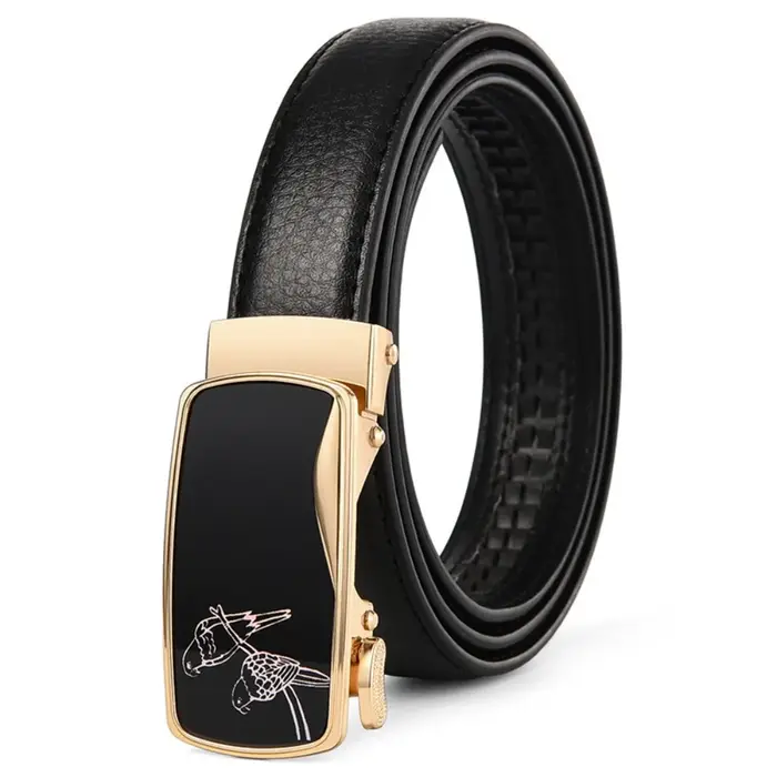 Ceinture noire de haute qualité avec boucle automatique pour femme, largeur 2,3 cm, ceinture de trav
