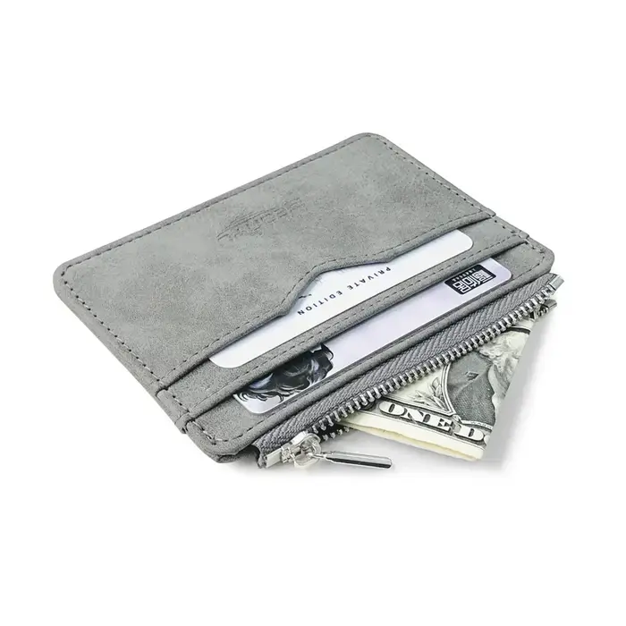 Portefeuille court en cuir mat pour hommes